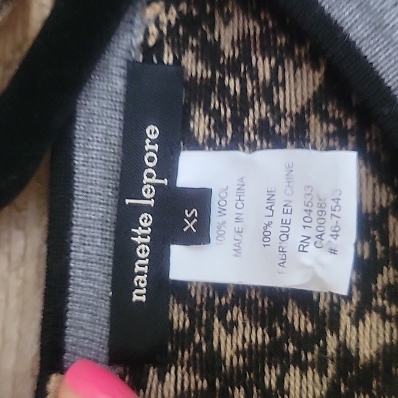 Nanette Lepore Black, Gray, and Tan Wool Sweater Dress Size XSmall - Picture 4 of 6